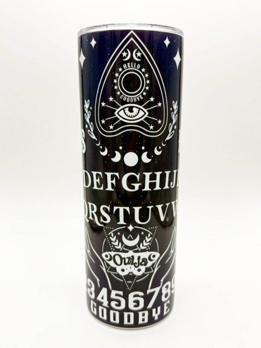 Ouija Board Halloween Spooky Black Blue Cup Mug Skinny Tumbler 20oz
